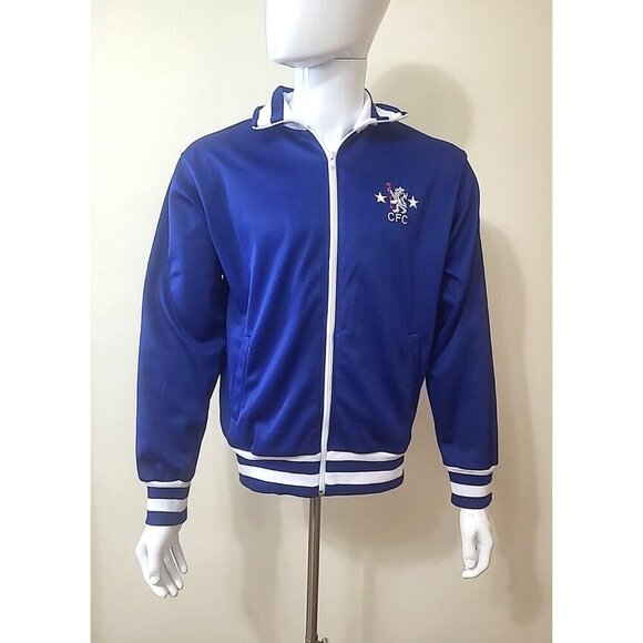 Chelsea CFC Official Retro Football Club Track Jacket Mens Size Large Blue White - Picture 1 of 9